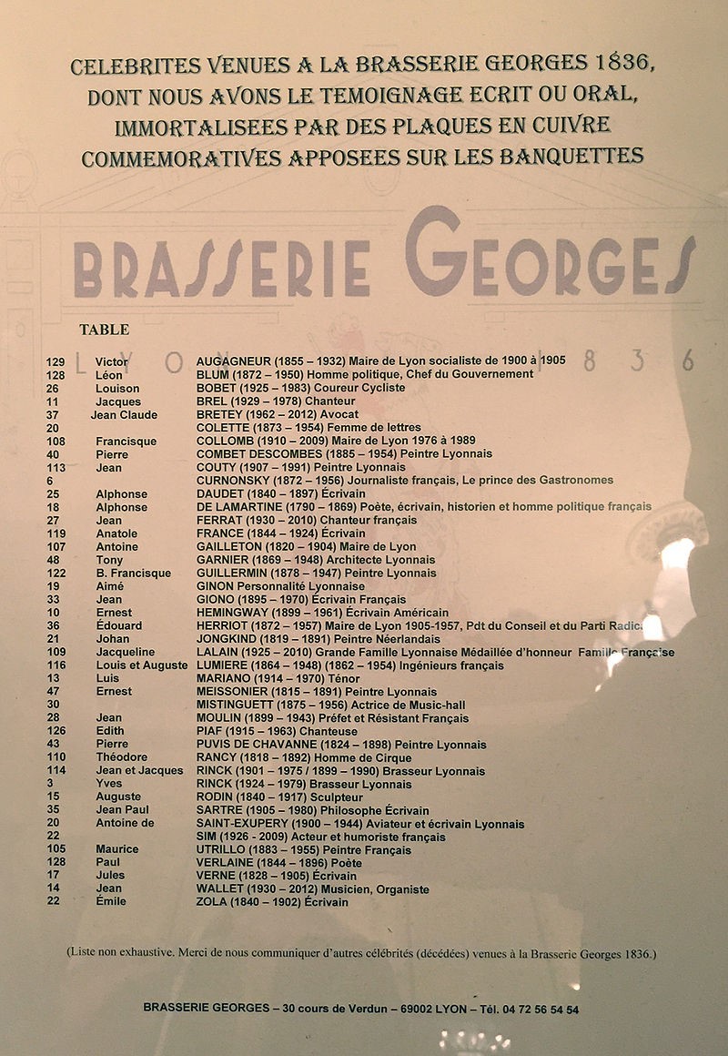 Brasserie Georges menu